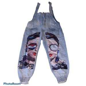Vintage Graphic Denim Jumpsuit